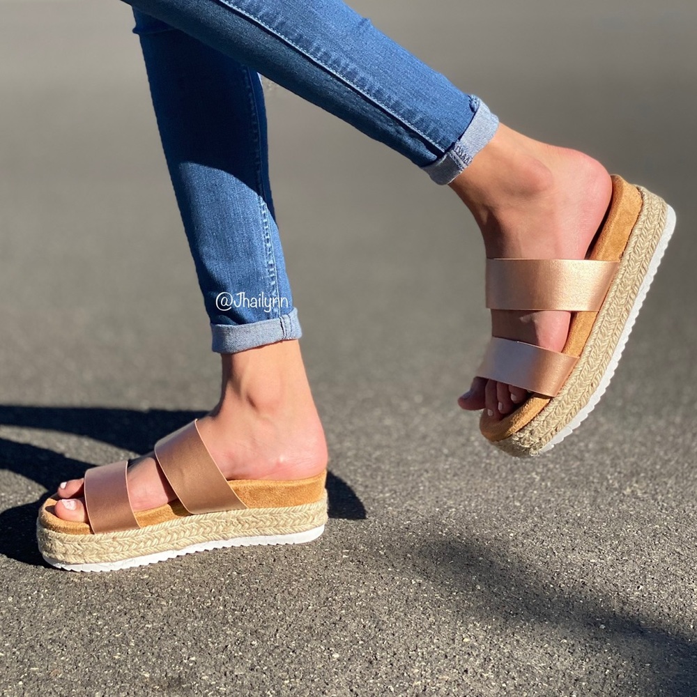 Rose Gold Espadrille Sandal - Picture 3 of 5
